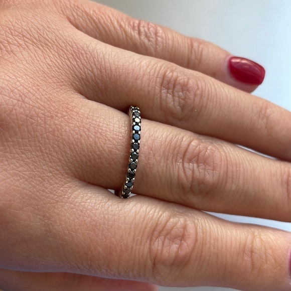 10K White Gold and Black Diamond Eternity Ring,All Products : American Fashion Style Bags On Sale